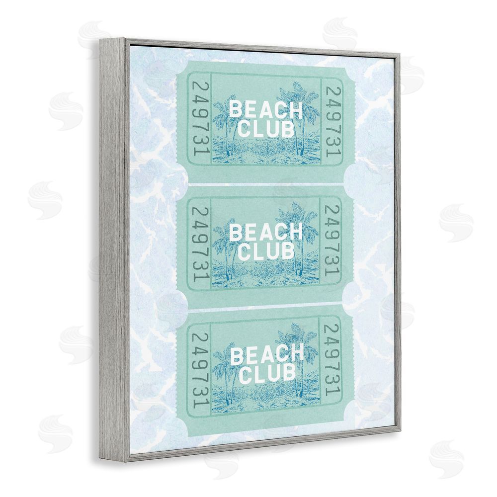 Lil' Rue Beach Club Tickets Gray Framed Giclee Wall Art Print