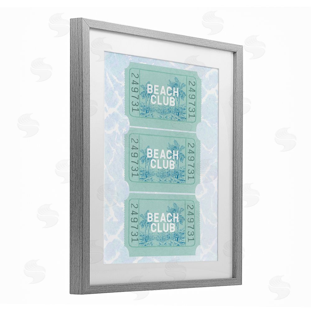 Lil' Rue Beach Club Tickets Gray Framed Print Under Glass Wall Art