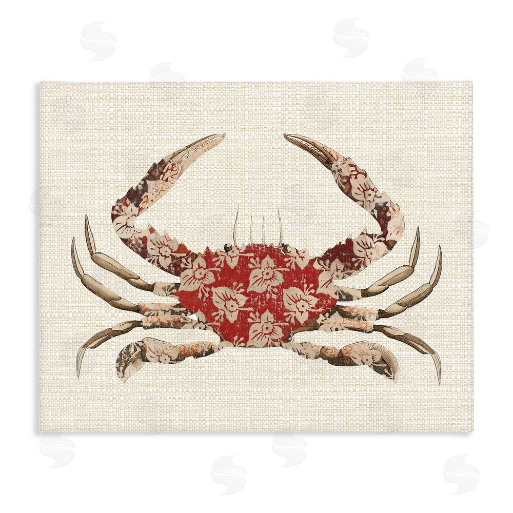 Lil' Rue Boho Patterned Crab Stretched Canvas Wall Art Print