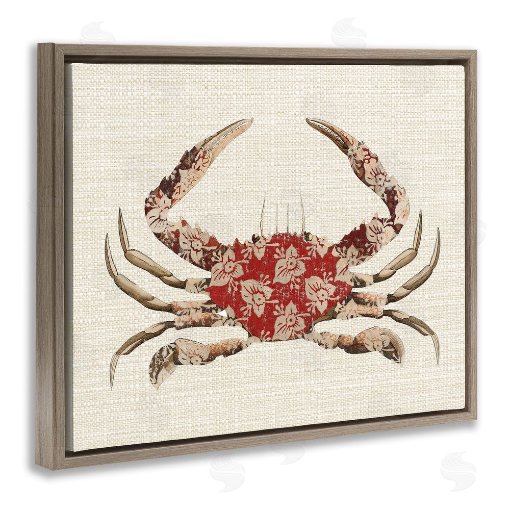 Lil' Rue Boho Patterned Crab Brown Floating Frame Canvas Wall Art Print