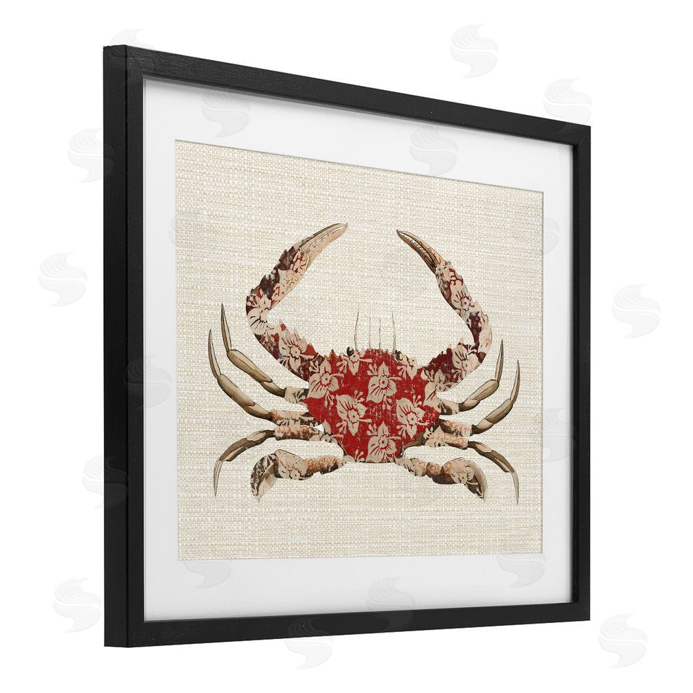 Lil' Rue Boho Patterned Crab Black Framed Print Under Glass Wall Art