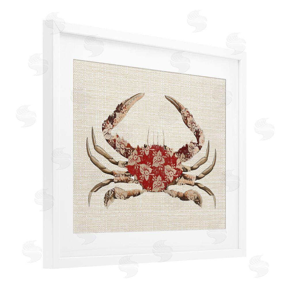 Lil' Rue Boho Patterned Crab White Framed Print Under Glass Wall Art