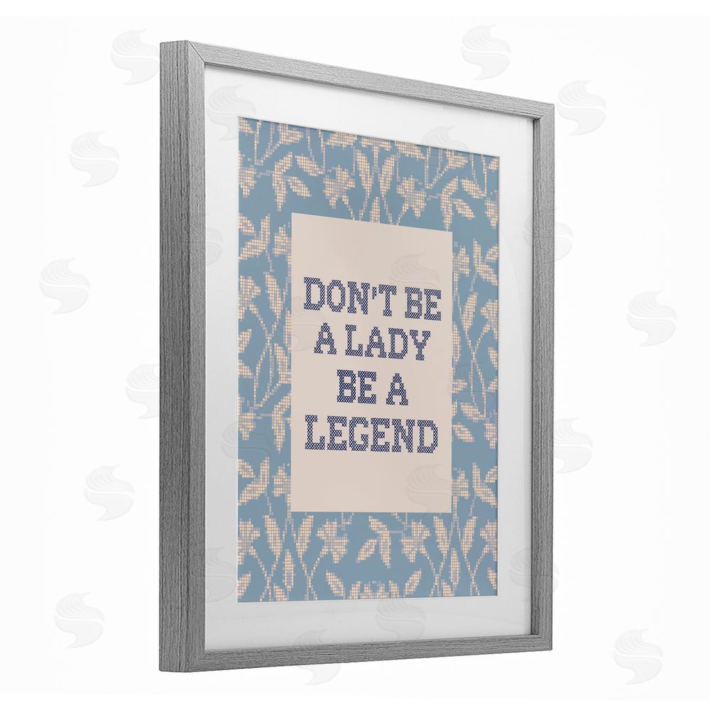 Lil' Rue Be A Legend Faux Cross Stitch Gray Framed Print Under Glass Wall Art