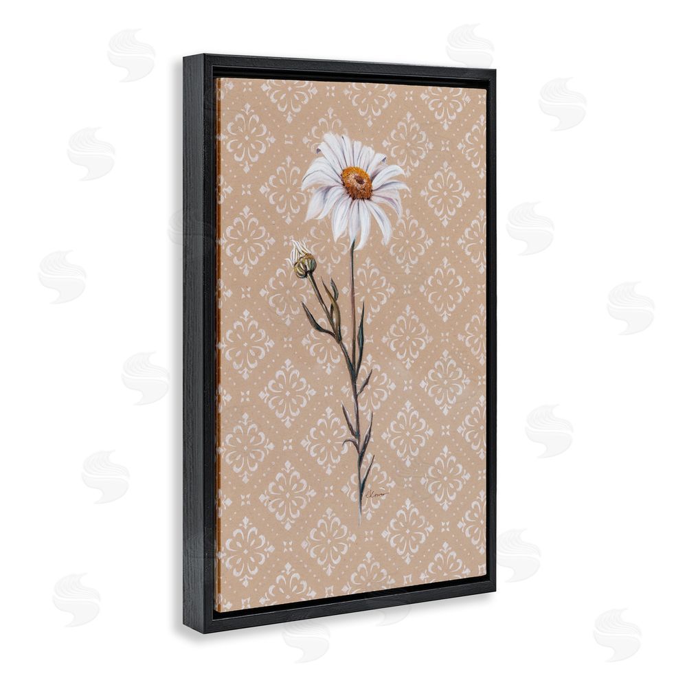 Cady Driver Boho Sprig of Daisy Black Floating Frame Canvas Wall Art Print