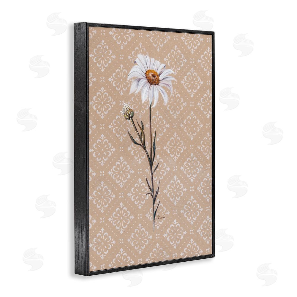 Cady Driver Boho Sprig of Daisy Black Framed Giclee Wall Art Print