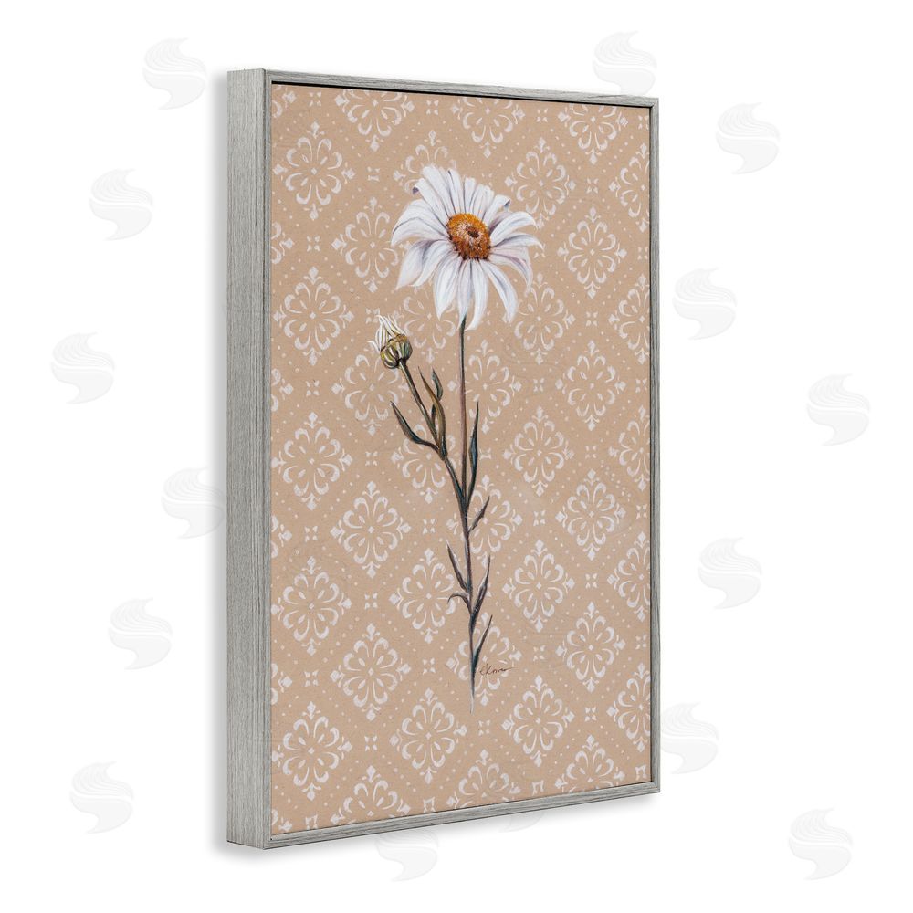 Cady Driver Boho Sprig of Daisy Gray Framed Giclee Wall Art Print