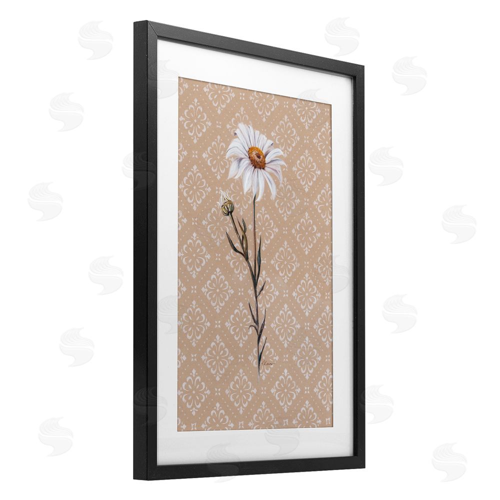 Cady Driver Boho Sprig of Daisy Black Framed Print Under Glass Wall Art