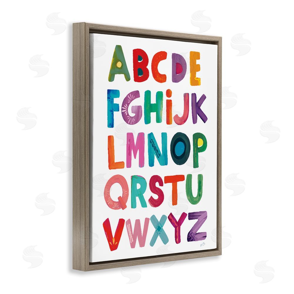 Kirsten Mohr Alphabet Letters in Fun Hues Brown Floating Frame Canvas Wall Art Print