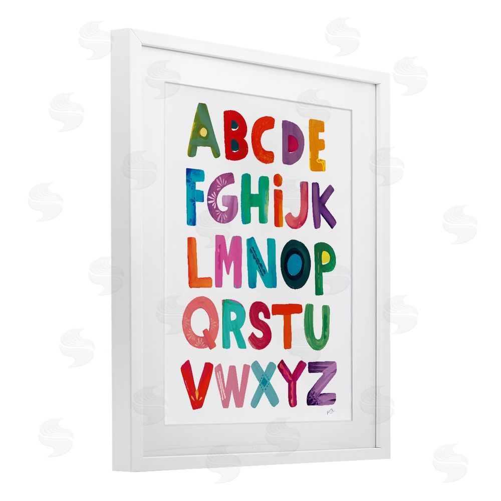 Kirsten Mohr Alphabet Letters in Fun Hues White Framed Print Under Glass Wall Art
