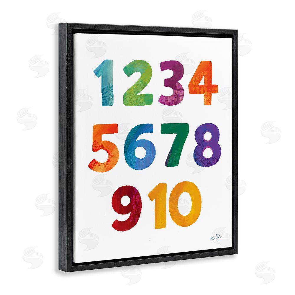 Kirsten Mohr Brightly Hued Numbers Black Floating Frame Canvas Wall Art Print
