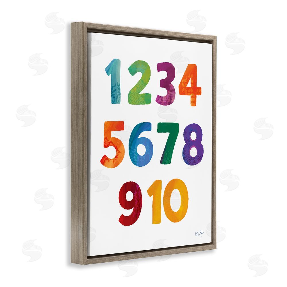 Kirsten Mohr Brightly Hued Numbers Brown Floating Frame Canvas Wall Art Print