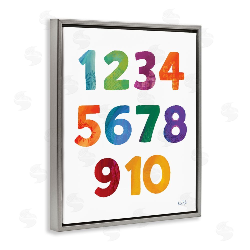 Kirsten Mohr Brightly Hued Numbers Gray Floating Frame Canvas Wall Art Print