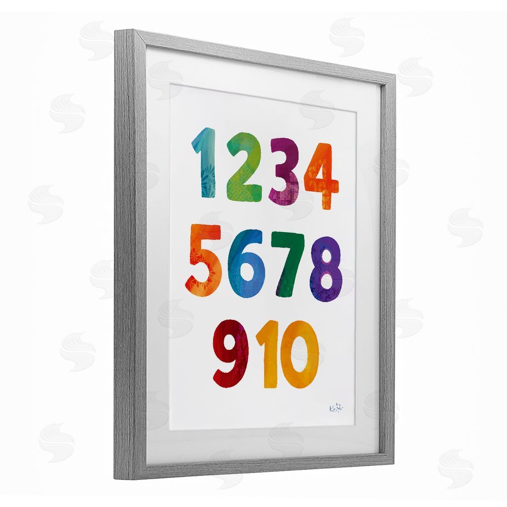 Kirsten Mohr Brightly Hued Numbers Gray Framed Print Under Glass Wall Art
