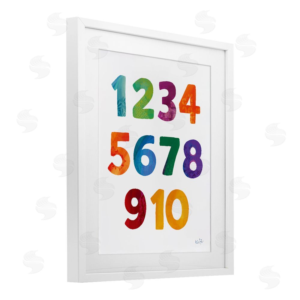 Kirsten Mohr Brightly Hued Numbers White Framed Print Under Glass Wall Art