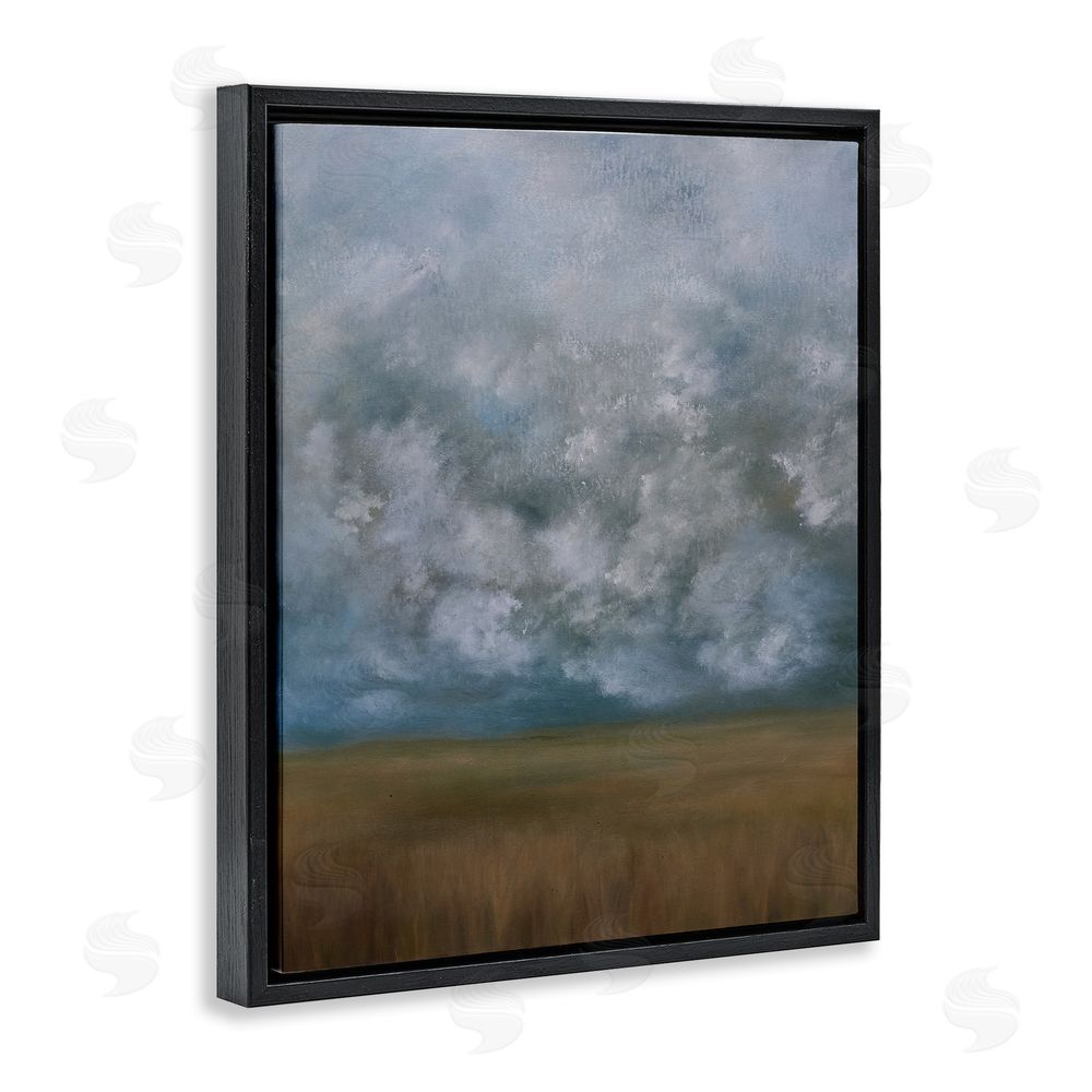 Lydia Orange August Clouds Landscape Black Floating Frame Canvas Wall Art Print