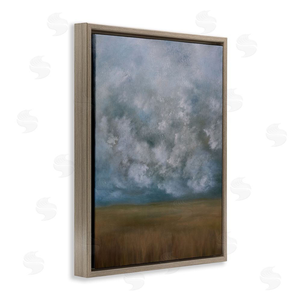 Lydia Orange August Clouds Landscape Brown Floating Frame Canvas Wall Art Print