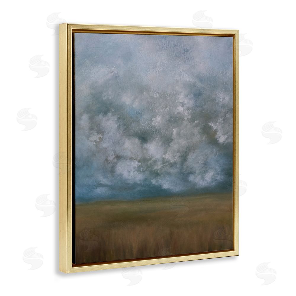 Lydia Orange August Clouds Landscape Gold Floating Frame Canvas Wall Art Print
