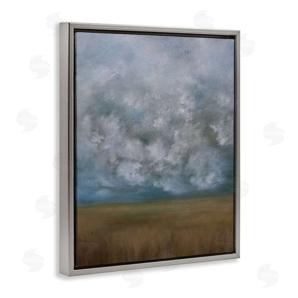 Lydia Orange August Clouds Landscape Gray Floating Frame Canvas Wall Art Print