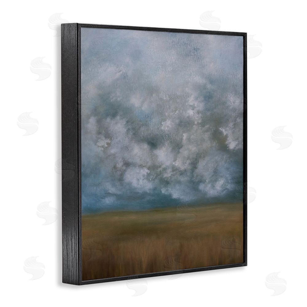 Lydia Orange August Clouds Landscape Black Framed Giclee Wall Art Print