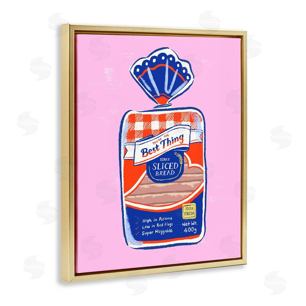 Ethel Fong Best Thing Since Sliced Bread Gold Floating Frame Canvas Wall Art Print