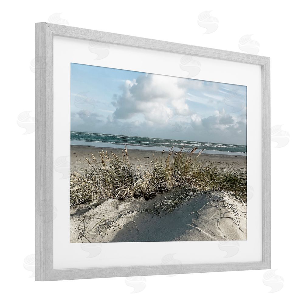 Noah Bay Beachy Sand Dune Heaven Gray Framed Print Under Glass Wall Art