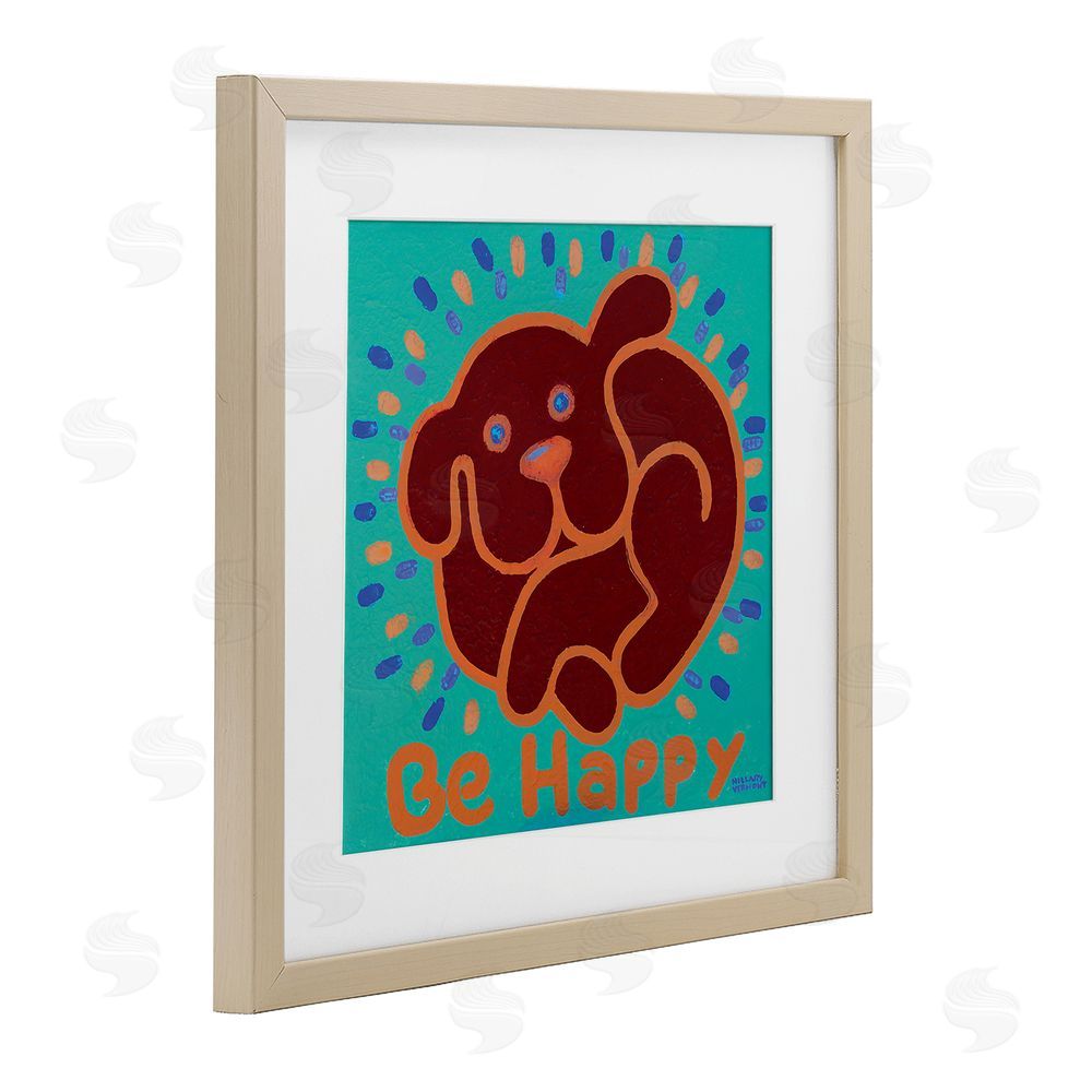Hillary Vermont Be Happy Red Dog Brown Framed Print Under Glass Wall Art