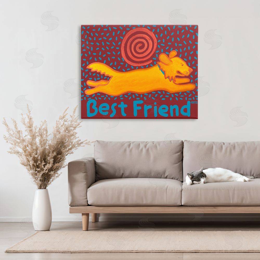 Hillary Vermont Best Friend Dashing Retriever Stretched Canvas Wall Art in Room