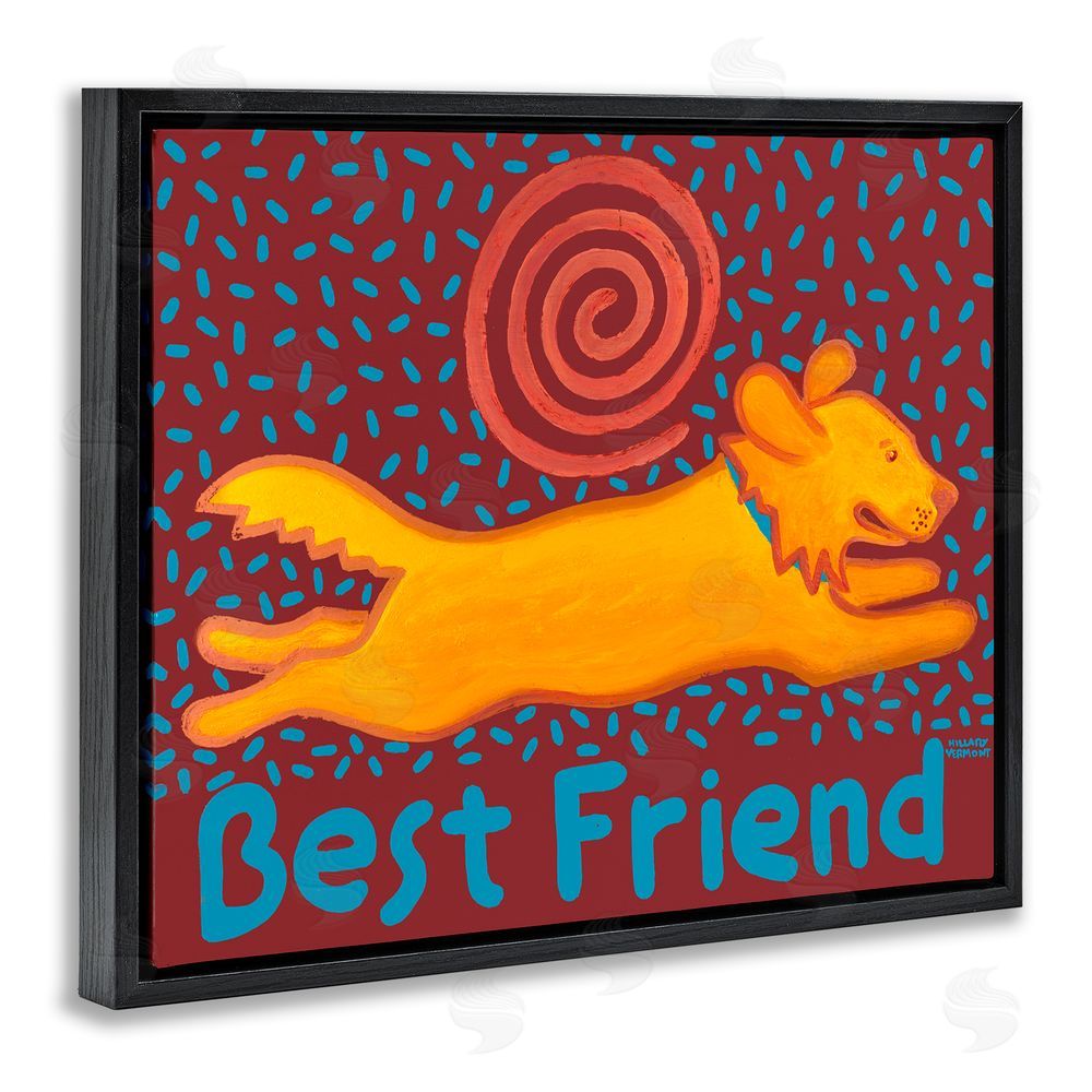 Hillary Vermont Best Friend Dashing Retriever Black Floating Frame Canvas Wall Art Print
