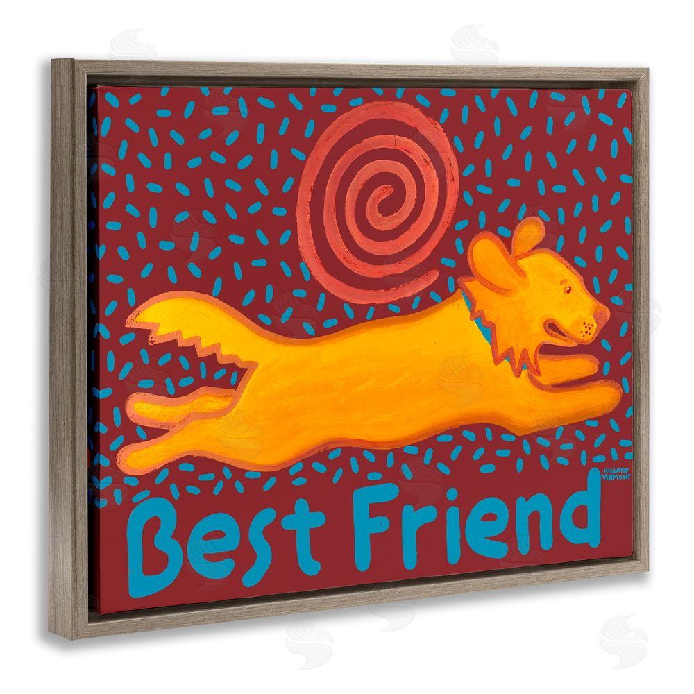 Hillary Vermont Best Friend Dashing Retriever Brown Floating Frame Canvas Wall Art Print