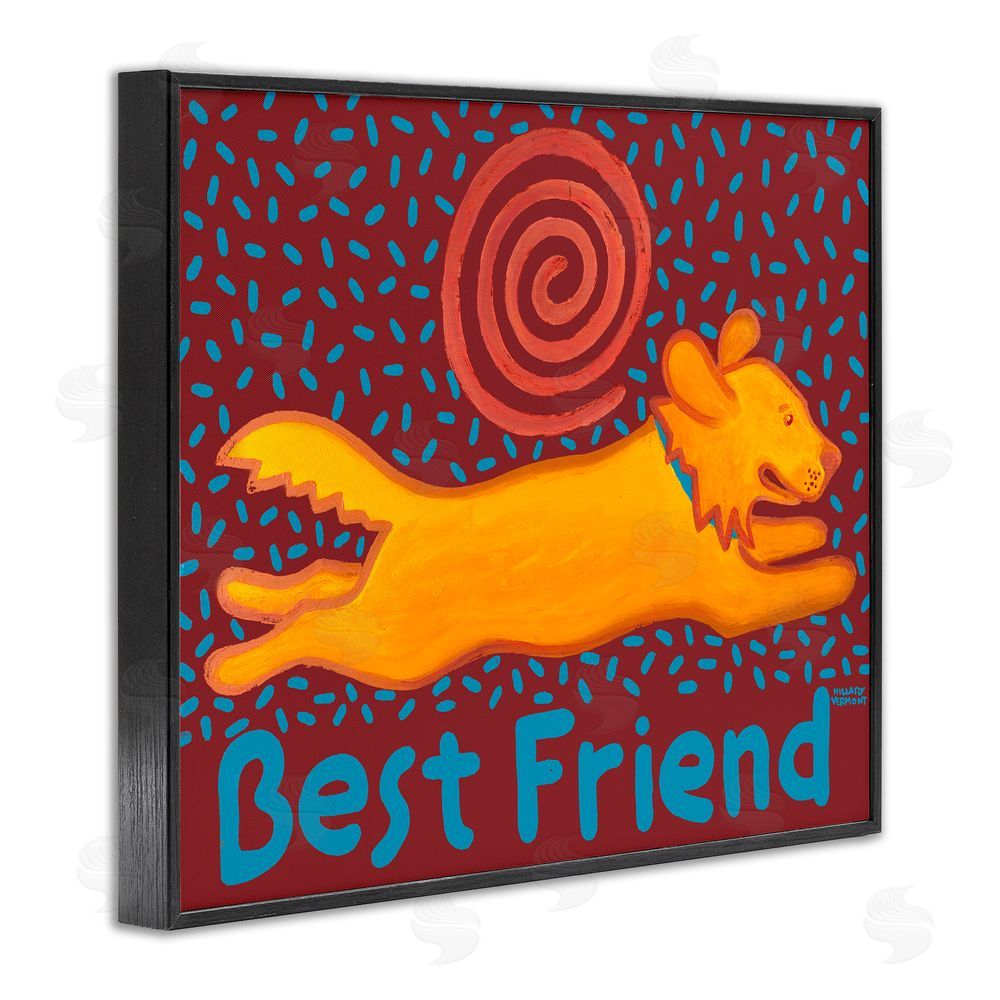 Hillary Vermont Best Friend Dashing Retriever Black Framed Giclee Wall Art Print