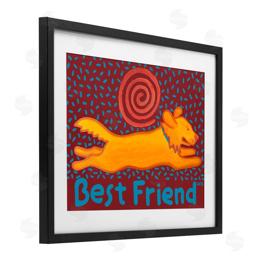 Hillary Vermont Best Friend Dashing Retriever Black Framed Print Under Glass Wall Art