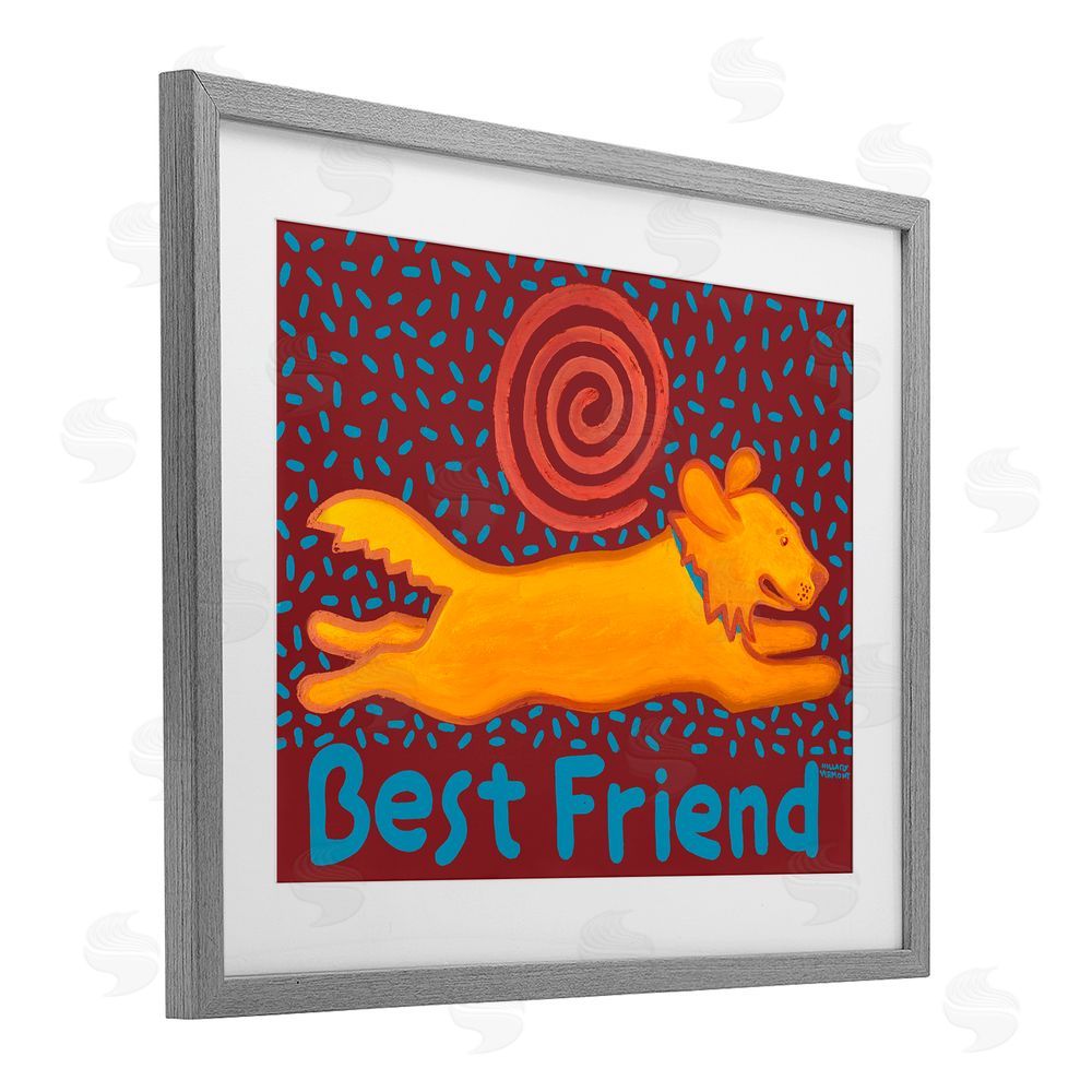 Hillary Vermont Best Friend Dashing Retriever Gray Framed Print Under Glass Wall Art