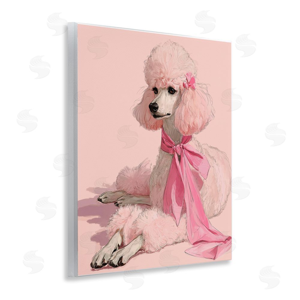 A Barefoot Stylist Chic Pink Poodle Portrait Wooden Wall Plaque Art Print