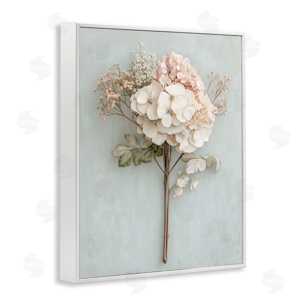 A Barefoot Stylist Blooming Cottage Hydrangea Stem White Framed Giclee Wall Art Print