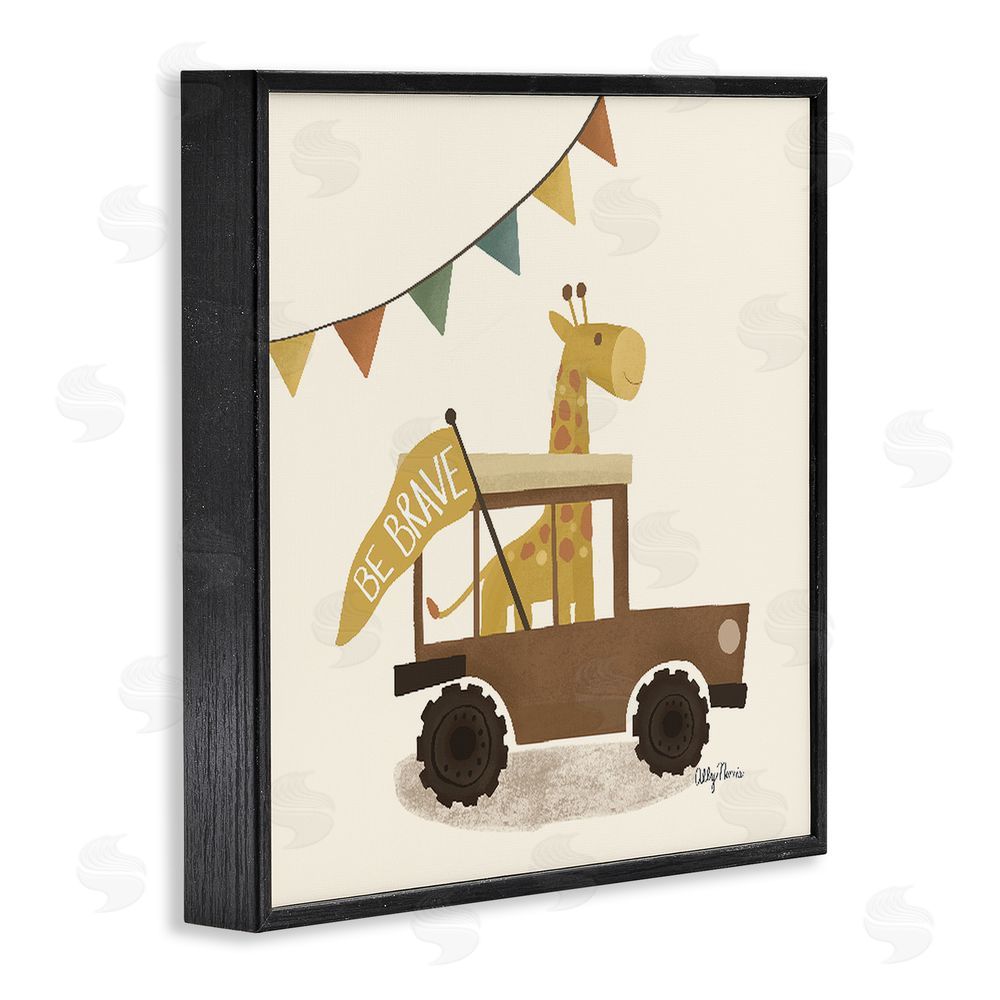 Allyson Norris Be Brave Giraffe in Car Black Framed Giclee Wall Art Print