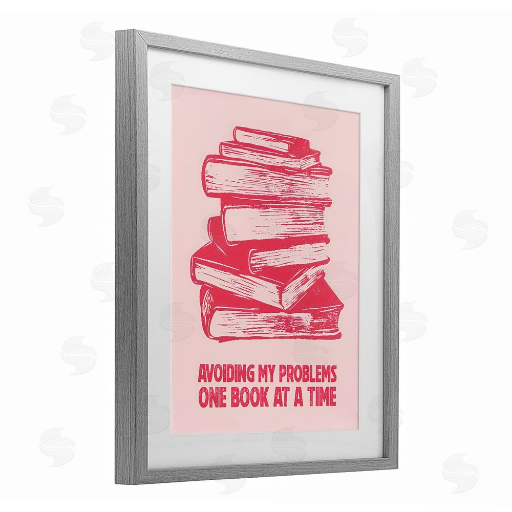 LSR Design Studio Avoiding Problems One Book At A Time Gray Framed Print Under Glass Wall Art