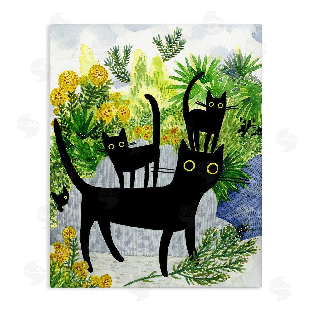 Leeza Hernandez Cat Walk on Garden Path Stretched Canvas Wall Art Print