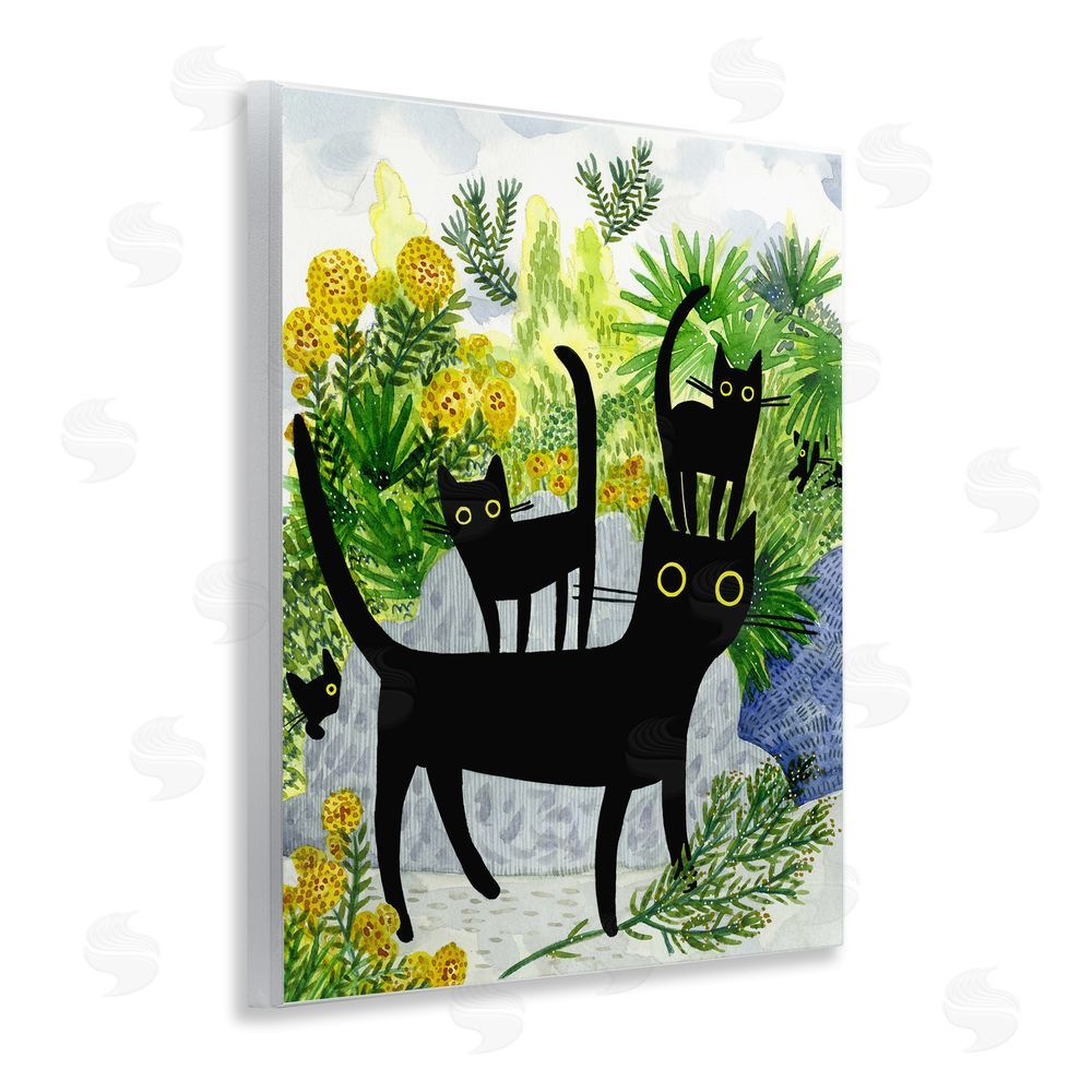 Leeza Hernandez Cat Walk on Garden Path Wooden Wall Plaque Art Print