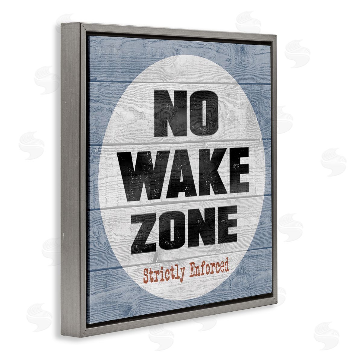 No Wake Zone Beach Planks Grey Floating Frame Canvas Wall Art, Home Decor by Regina Nouvel