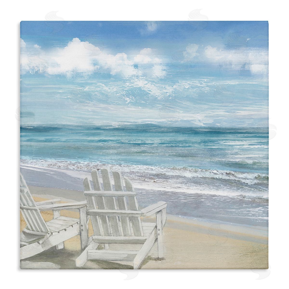 White Adirondack Chairs on Beach Canvas Wall Art, Home Decor by Main Line Art & Design
