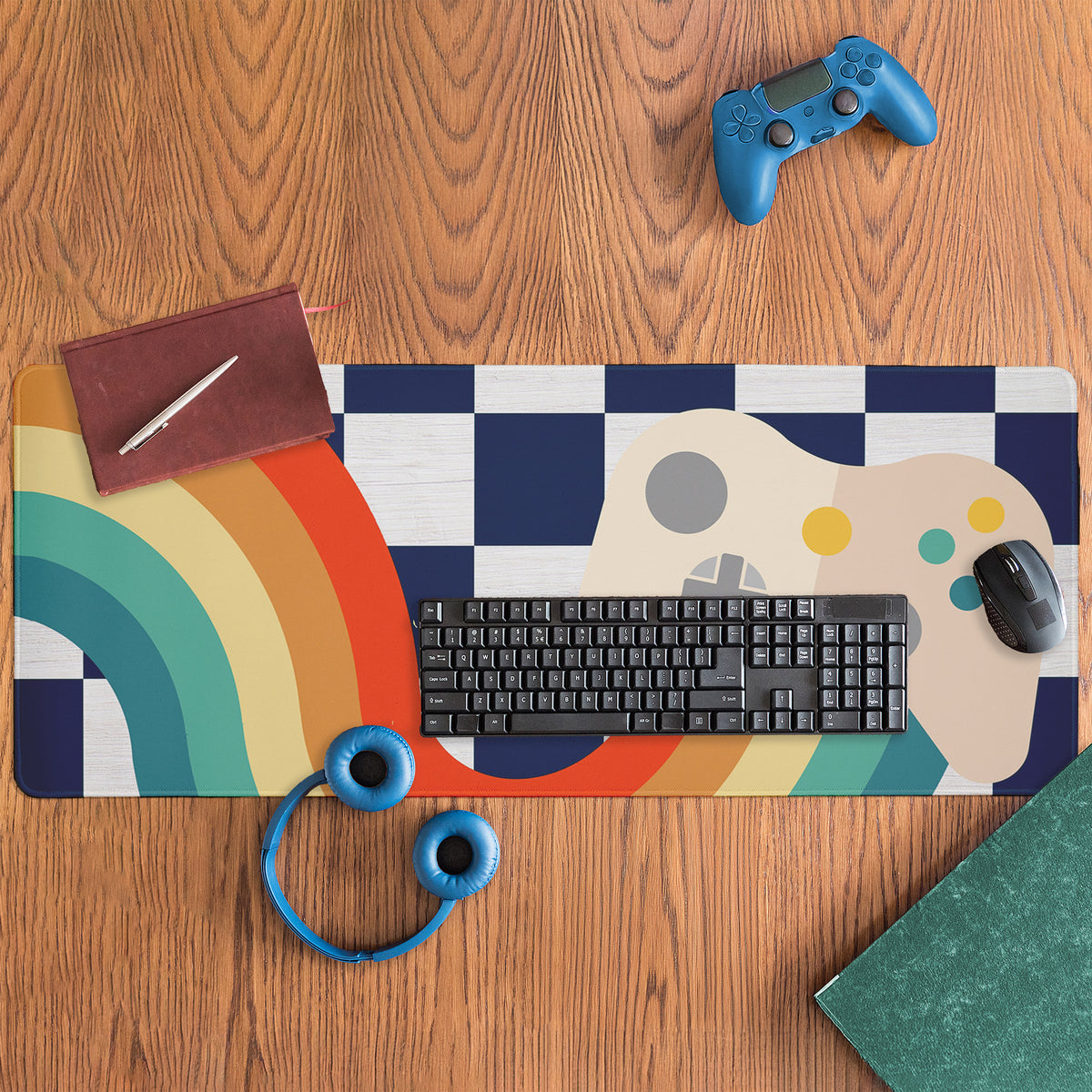 Lil' Rue Rainbow Controller over Checkerboard