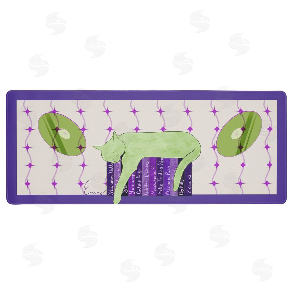 Eclectic Modern Green Cat Sleeping Game Library