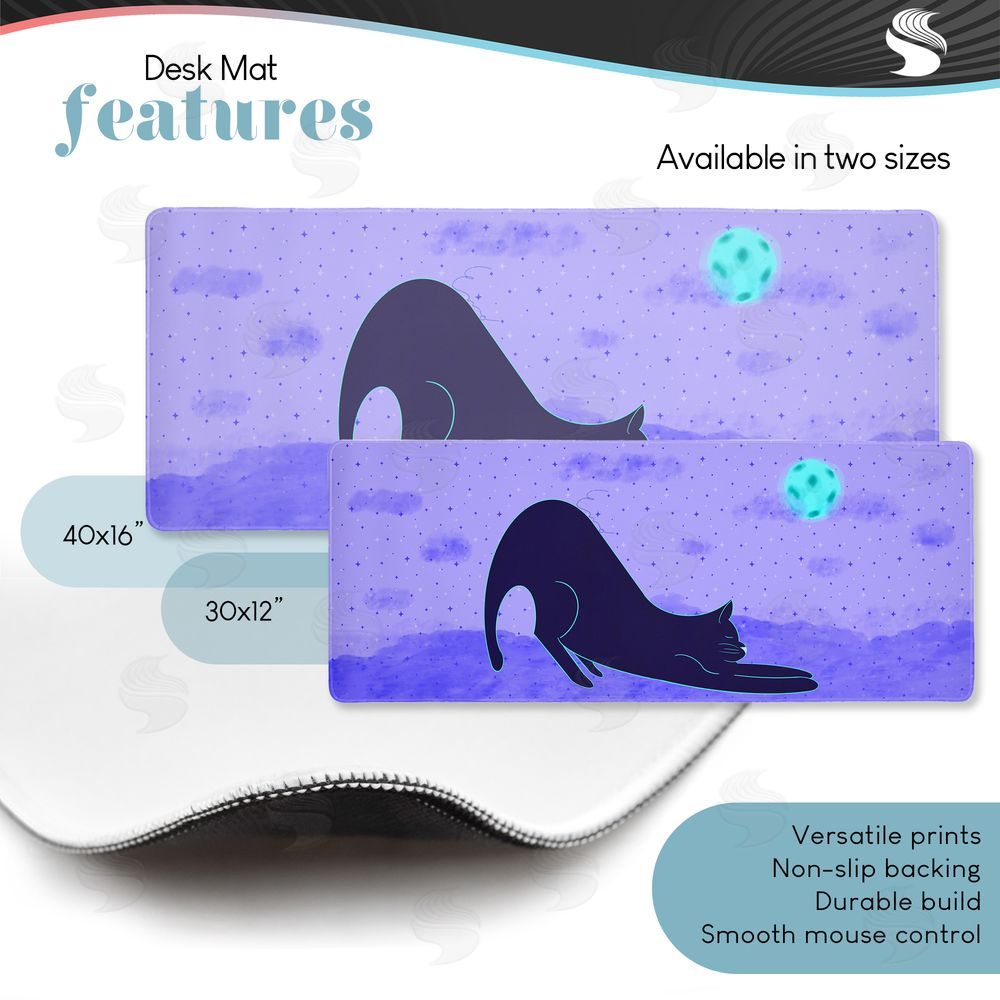 Eclectic Modern Stretching Cat in Periwinkle