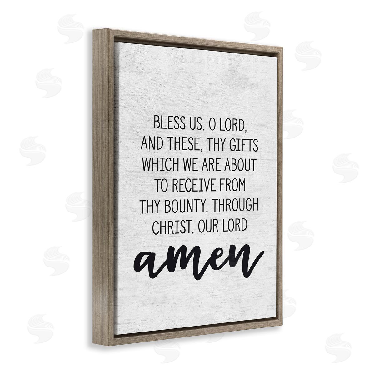 Before Meal Religious Prayer Brown Floating Frame Canvas Wall Art, Home Decor by Lettered and Lined