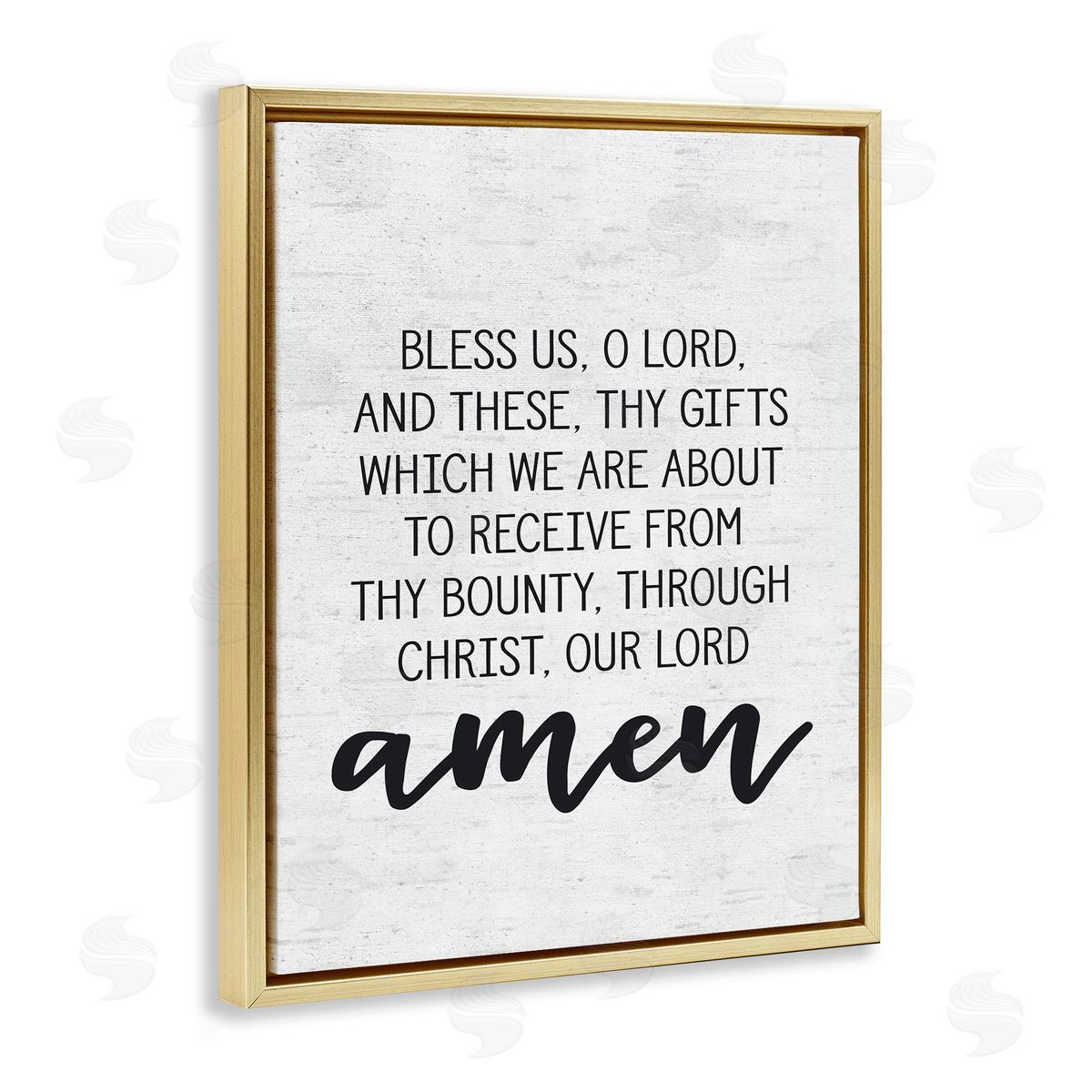 Before Meal Religious Prayer Gold Floating Frame Canvas Wall Art, Home Decor by Lettered and Lined