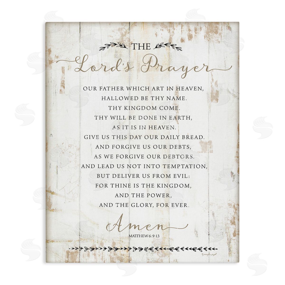 Our Father Rustic Prayer Canvas Wall Art, Home Decor by Jennifer Pugh