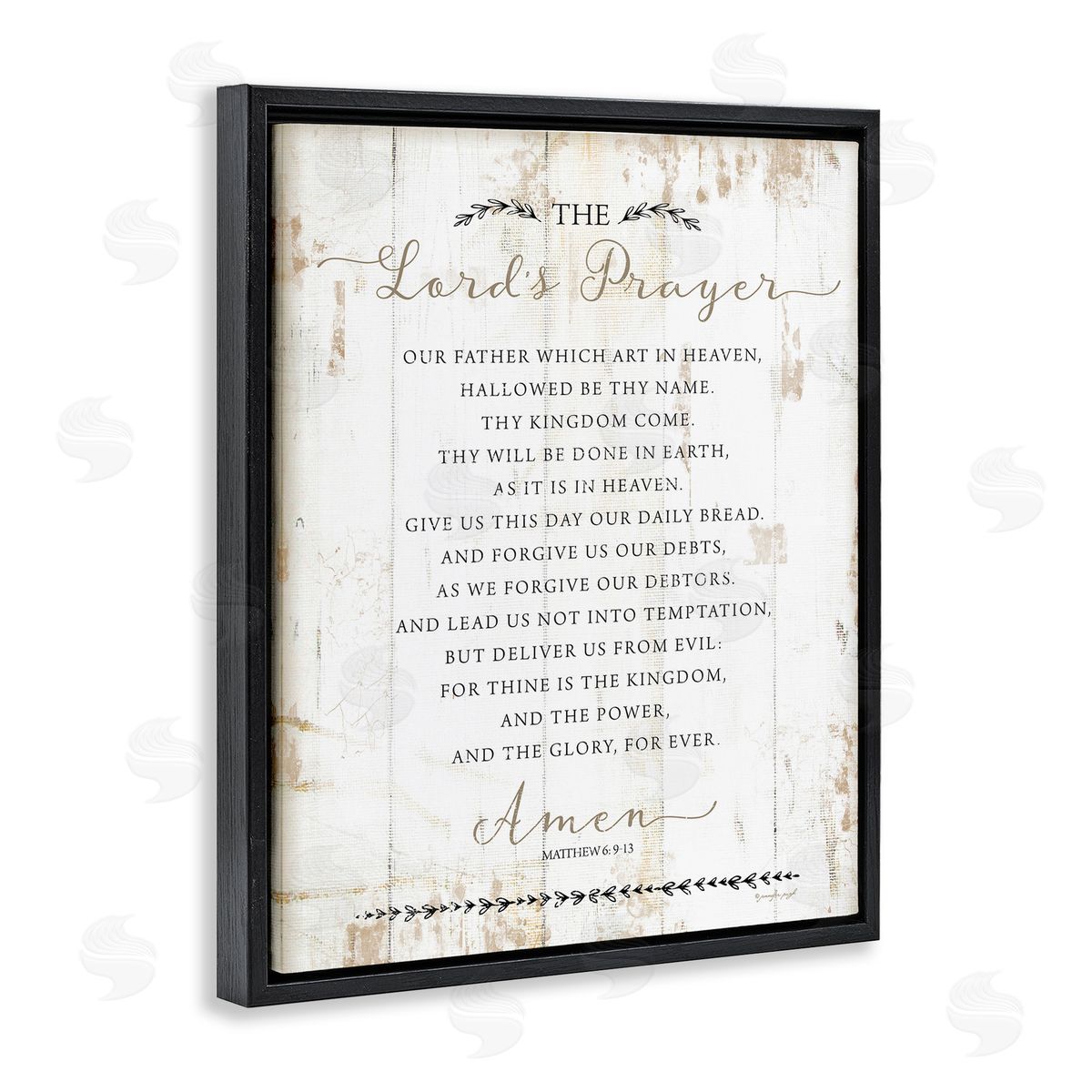 Our Father Rustic Prayer Black Floating Frame Canvas Wall Art, Home Decor by Jennifer Pugh