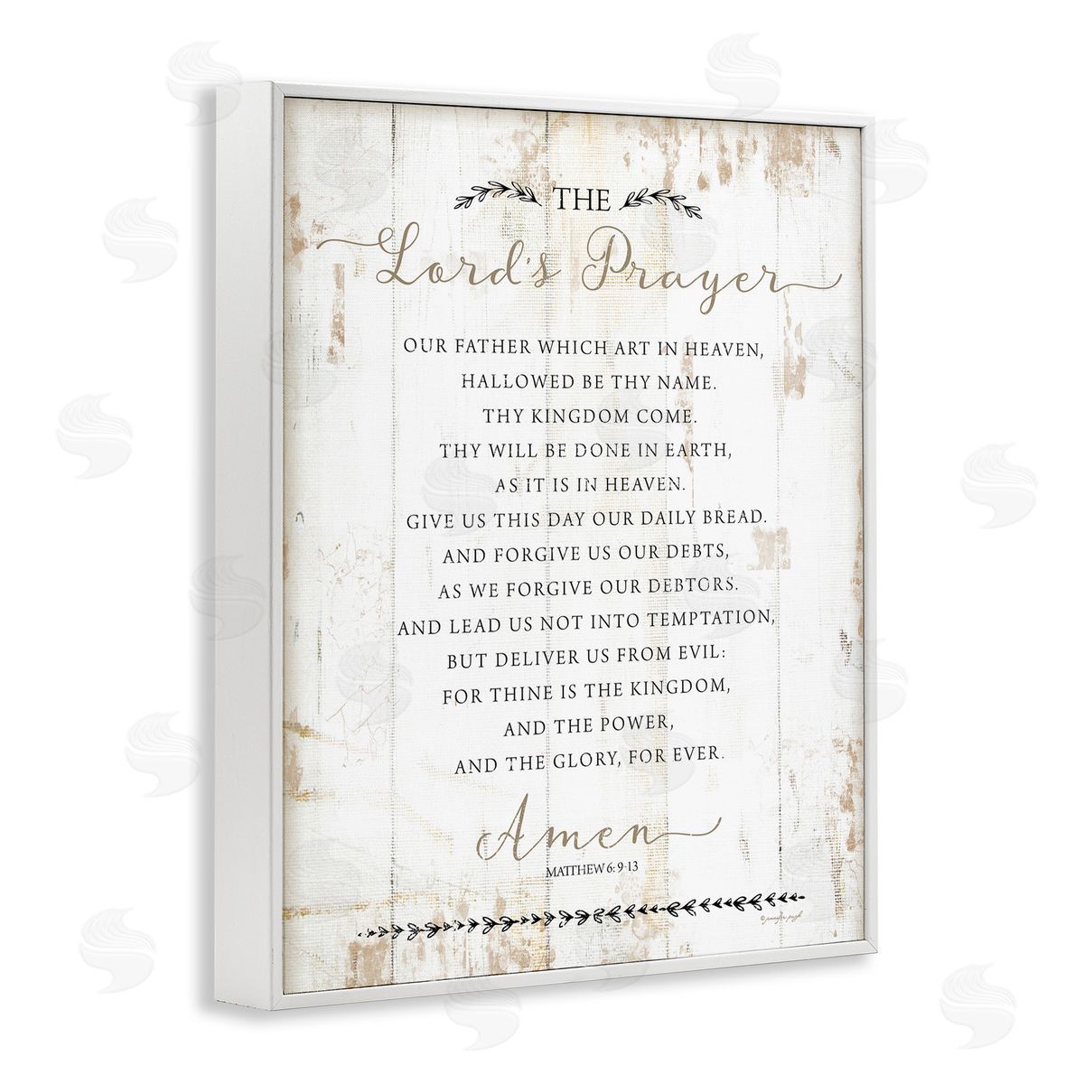 Our Father Rustic Prayer White Frame Print Wall Art, Home Decor by Jennifer Pugh