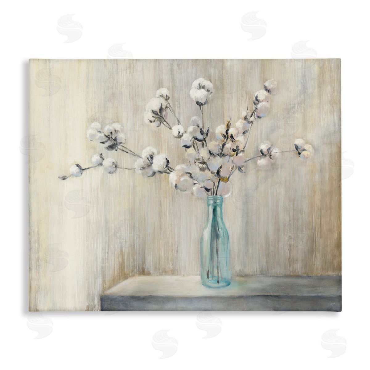 Beautiful Cotton Flower Painting Canvas Wall Art, Home Decor by Julia Purinton