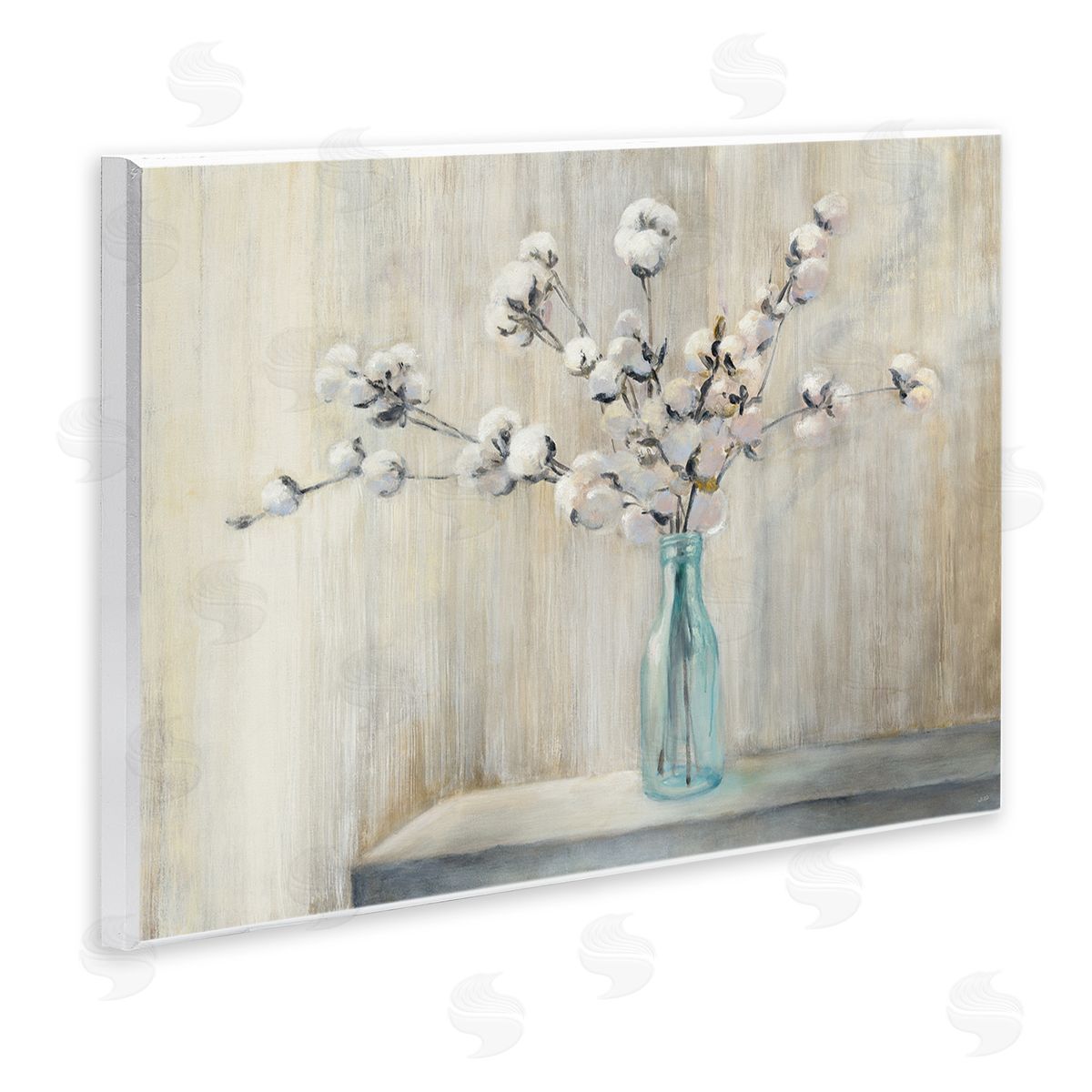 Beautiful Cotton Flower Painting Wood Plaque Wall Art, Home Decor by Julia Purinton